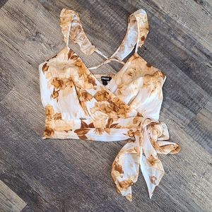 🔖3for$25 Express | Wrap Front Ruffle Strap Crop Cami Tank w/Adjustable Straps